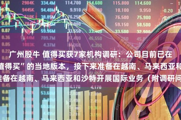 广州股牛 值得买获7家机构调研：公司目前已在泰国、印尼落地“什么值得买”的当地版本，接下来准备在越南、马来西亚和沙特开展国际业务（附调研问答）