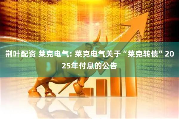 荆叶配资 莱克电气: 莱克电气关于“莱克转债”2025年付息的公告